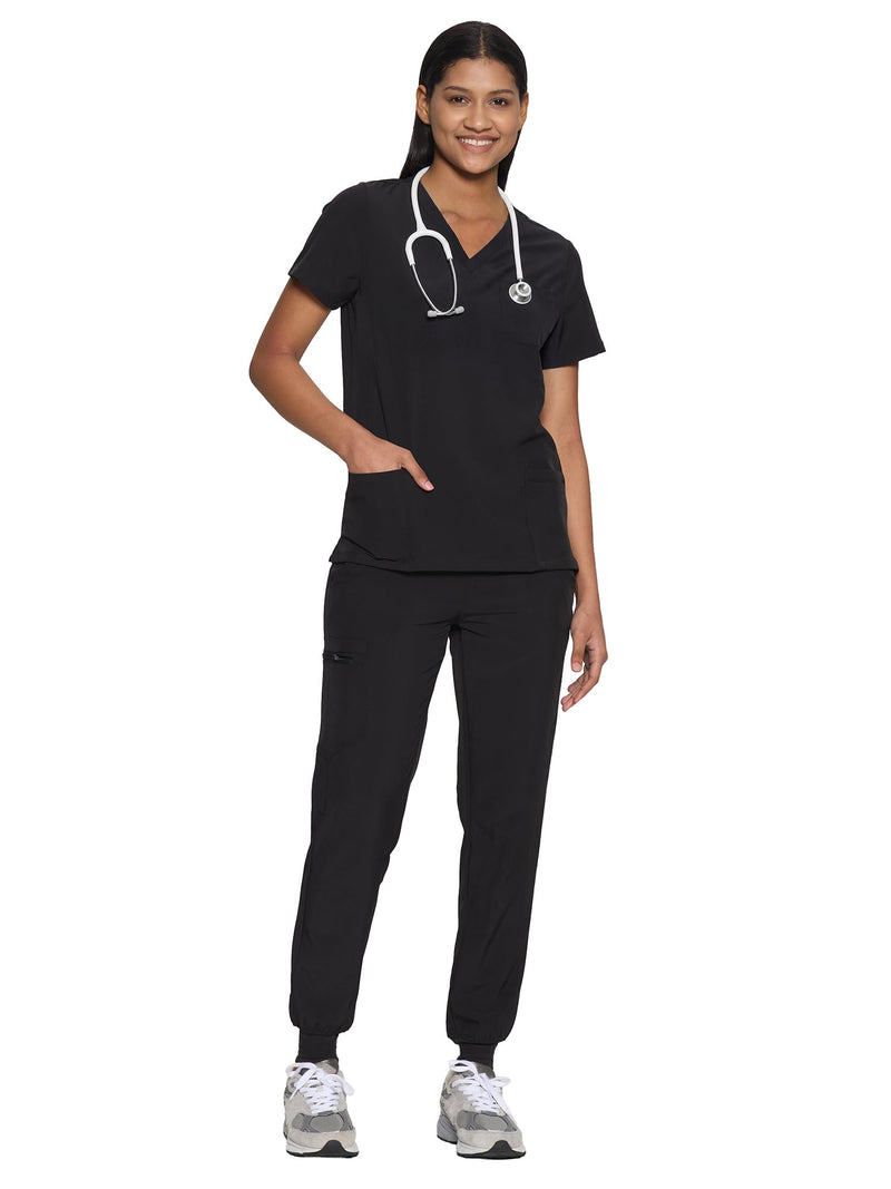COZYFIT Scrubs for Women Set - Stretch V-Neck Scrub Top & Jogger Pant with 8 Pockets COZY SCRUBS X-Large Black