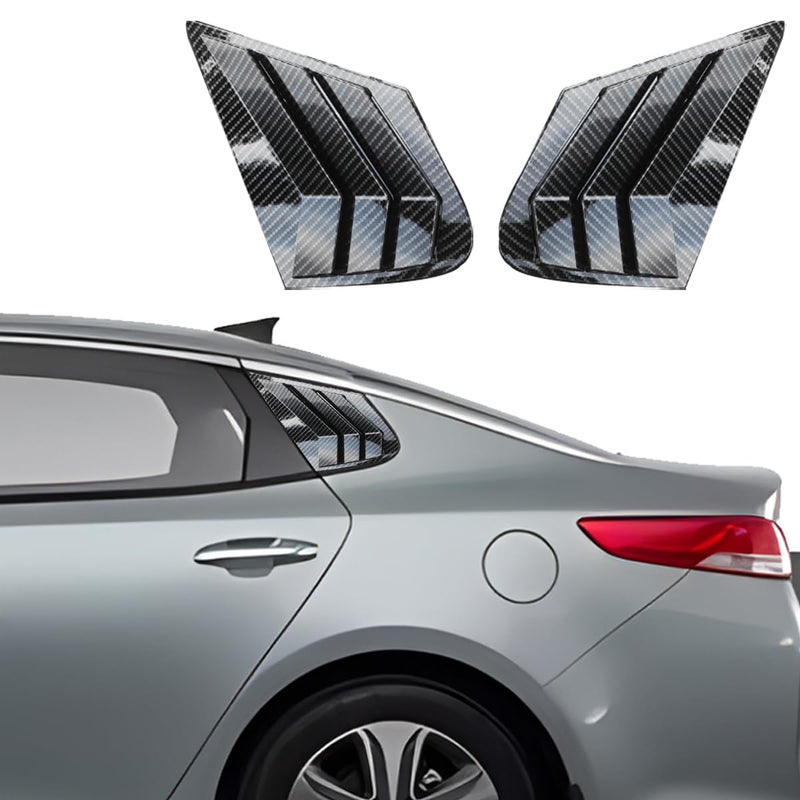 for Kia K5 Optima 2016-2020 Exterior Accessories Sporty Car Rear Side Window Louvers Air Vent Scoop Shades Cover Trim Blinds 2PCS(Carbon Fiber)