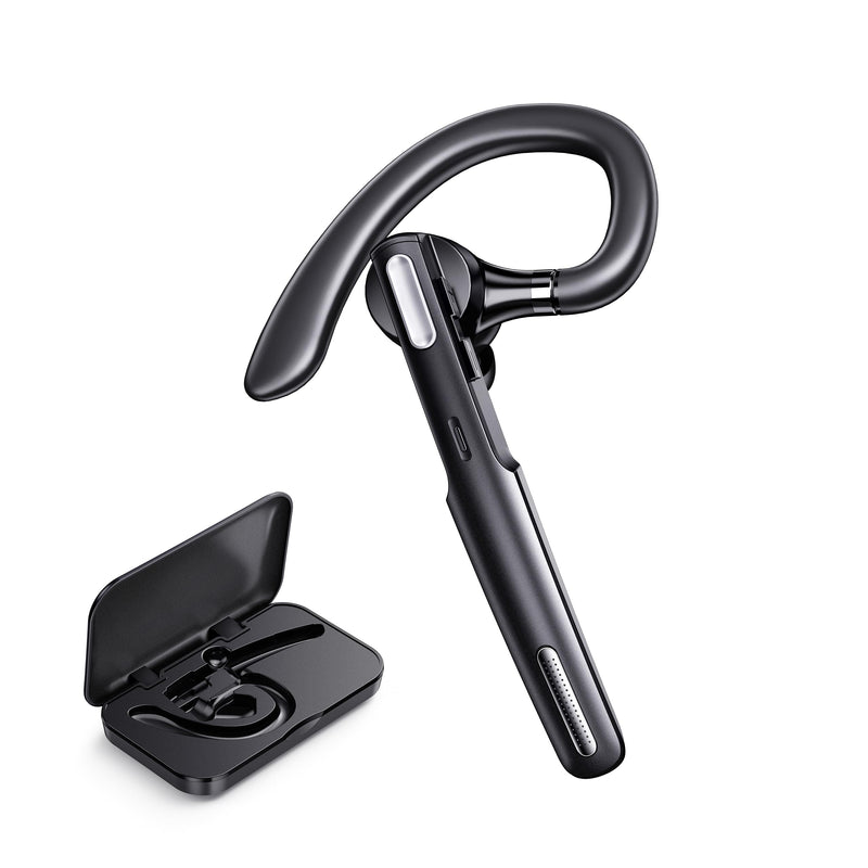 ICOMTOFIT Bluetooth Headset, Wireless Bluetooth Earpiece V5.0 Hands-Free Earphones with Built-in Mic for Driving/Business/Office, Compatible with iPhone and Android (Black) Black