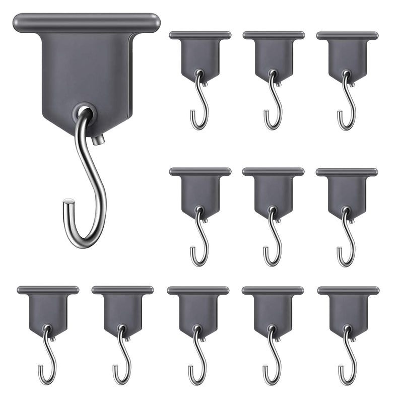 12 Pcs RV Awning Light Holder - Camper Hook Accessory, Plastic and Metal S Shaped Hook, Gray Support Hanger for Camping Tent Indoor Outdoor Decor (12 Pieces) 12
