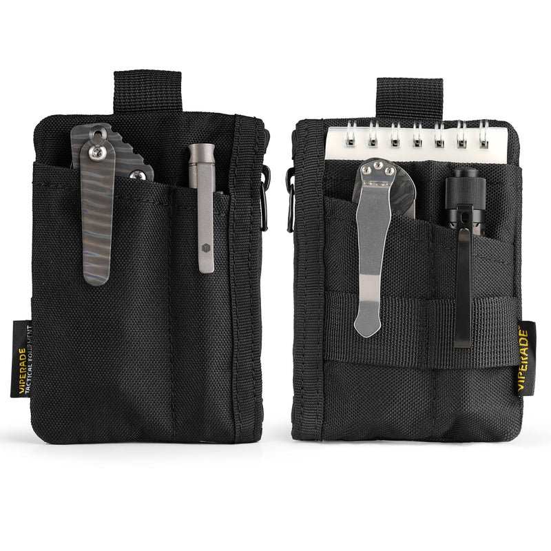 VIPERADE VE28 6-in-1 EDC Pouch, 500D Compact EDC Pocket Organizer, Molle Extension Tool Storage Bag, Small Coin Purse/Card Holder/Swiss Army Knife Pocket Pouch (Black) Black