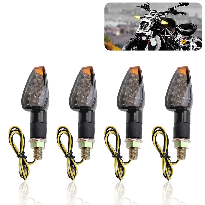 4PCS Motorcycle Turn Signals - 14LED 12V Bright Amber Lamp Motorcycle Blinkers - Front/Rear Universal MMotorcycle Turn Signal Light Compatible with Yamaha Kawasaki Honda