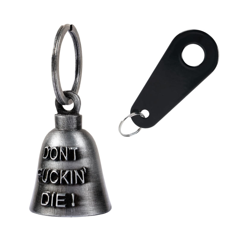 Motorcycle Bells for Biker Good Luck Riding Bells Guardian Biker Bells with Hanger Motorcycle Accessory or Keychain for Luck Don't Fuckin' Die!