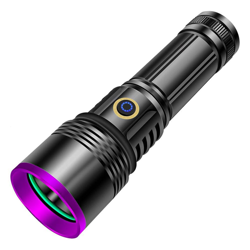 30W 365nm UV Flashlight USB Rechargeable UV Light High Power Black Light Flashlight for Pet Urine Detection, Resin Curing, Minerals, Blood tracking, Scorpion, Rockhounding,Yooperlites, A/C Leak Detect