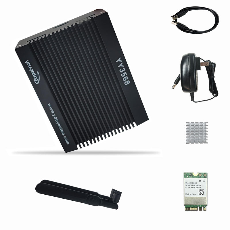 YY3568 Open-Source Developer Kit Rockchip RK3568 Soc Support Android11.0, Debian10.0 and OpenHarmony OS, 64-bit AI Mainboard for Face Recognition Prototyping (Metal Kit with WiFi 8GB RAM)