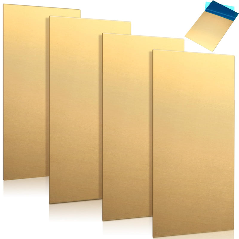 Yaocom 4 Pieces Brass Sheet 6" x 12", 22 Gauge(0.6mm) Thickness Brass Plates for Engraving Crafting Carving DIY Film Attached Thin Metal Sheets