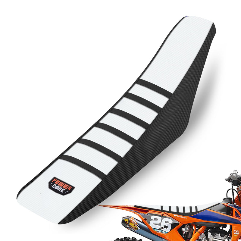 Universal Ribbed Dirt Bike Seat Cover - Gripper Soft Seat Cover for Most Dirt Pit Bike Motorcycle Black-White