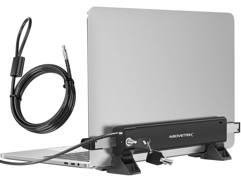 AboveTEK MacBook & Surface Laptop Locking Station with Combo Lock Cable, Anti Theft Folding Security Laptop Desk Mount, Adjustable & Portable, Fits 12"-16" Laptops/Notebooks (Black)