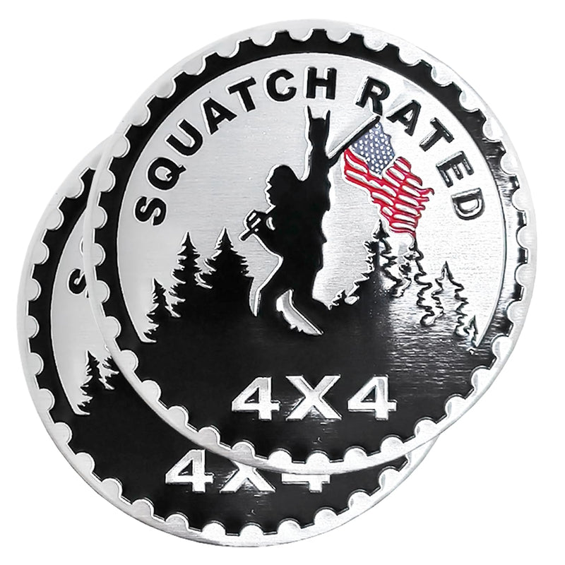 Squatch 2 PCS Badge Rated Metal Automotive Badge, 3D Round Car Badges Emblems, Compatible with Jeep Wrangler Vehicles Trucks SUV RV Squatch 1