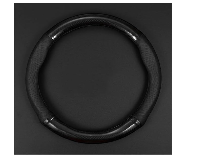1 Pack Car Breathable Steering Wheel Cover, Wear -Resistant Steering Wheel Sleeve, Carbon Fiber Non-Slip Steering Wheel Protector, Four Seasons Universal Steering Wheel Set (Black #Circular) Circular Carbon Fiber Black
