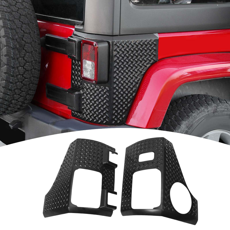 for Wrangler JK Rear Corner Body Armor, Tail Light Cover Guards Protector Compatible with 2007-2017 Jeep Wrangler JK JKU Rear Quarter Panel Black Exterior Accessories 2pcs