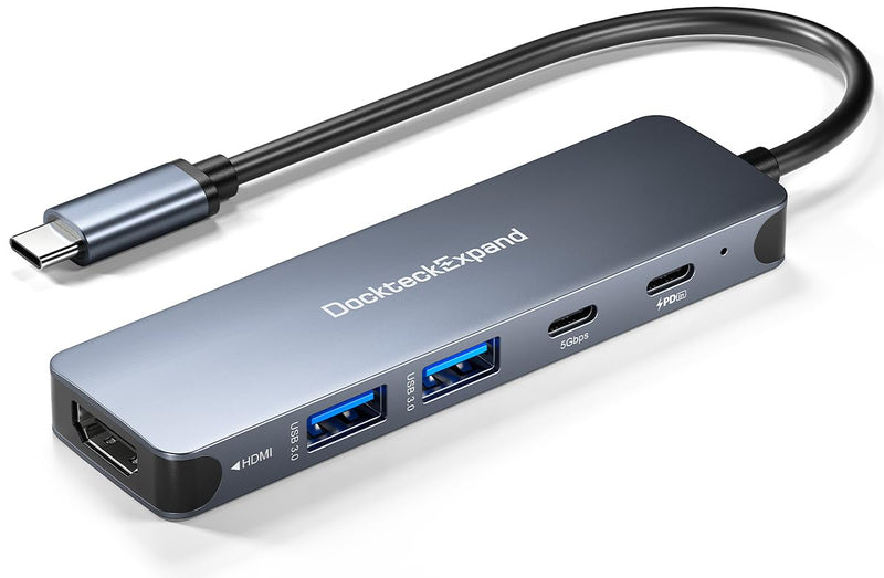 USB-C Hub 5-in-1 with 4K HDMI, 100W Power Delivery, 5Gbps USB-C Data Port and 2 5Gbps USB-A Data Ports for MacBook Pro/Air, iPad Pro/Air, Dell XPS Dual C port 5 IN 1