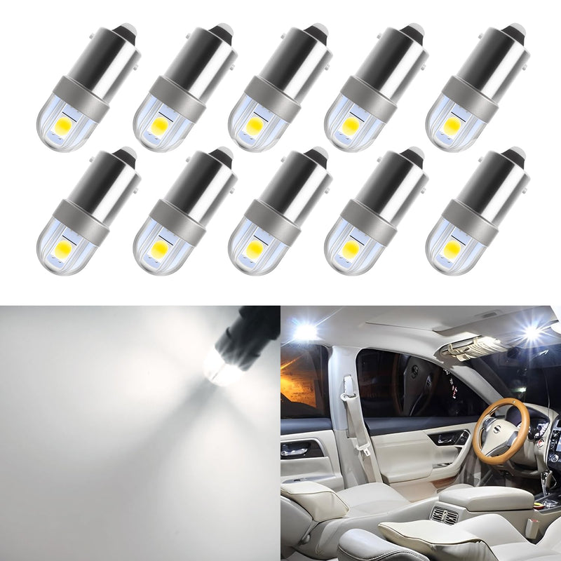 AUXLIGHT BA9S BA9 1895 1891 53 57 64111 3893 47830 Error Free LED Bulb, Super Bright 3030-SMD Interior Car Bulbs Replacemet for Dome Map License Plate Glove Box Lights (6000K White, Pack of 10) 6000K Xenon White