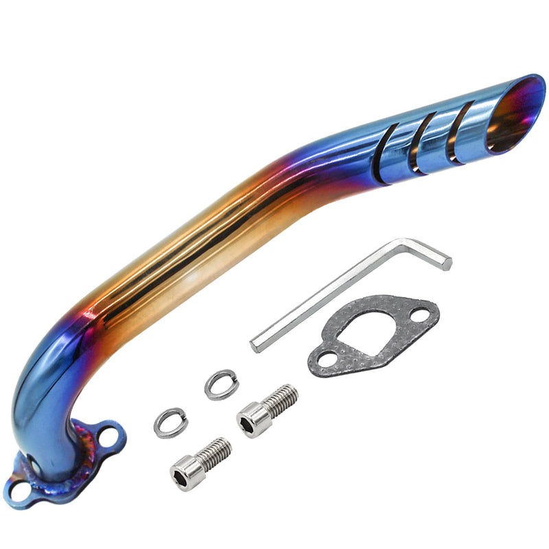 212cc Header Exhaust Pipe Kit for Coleman CT200u CT200u-ex BT200X KT196 196cc 6.5hp, for Non-Hemi Predator 212cc Baja Warrior MB200 GX160 GX200 Engine Axis M200 Mini Bike Blue
