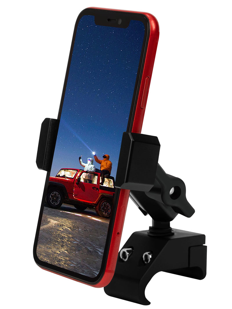Upgraded Aluminum Alloy Phone Mount for Jeep Wrangler 2018-2023 JL JLU & 2020-23 Gladiator JT， Wrangler Phone Holder Fits All 4.7" to 6.8" Smart Device, Camera Button Friendly（Not for 2024+）