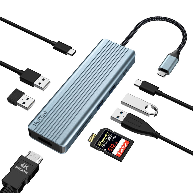 USB C Hub, Docking Station - 9 in 1 USB C Adapter with 4K HDMI, Dual Monitor USB C Hub(100W PD Charging, SD/TF Card Reader, and USB 3.0/2.0) for Type C Devices