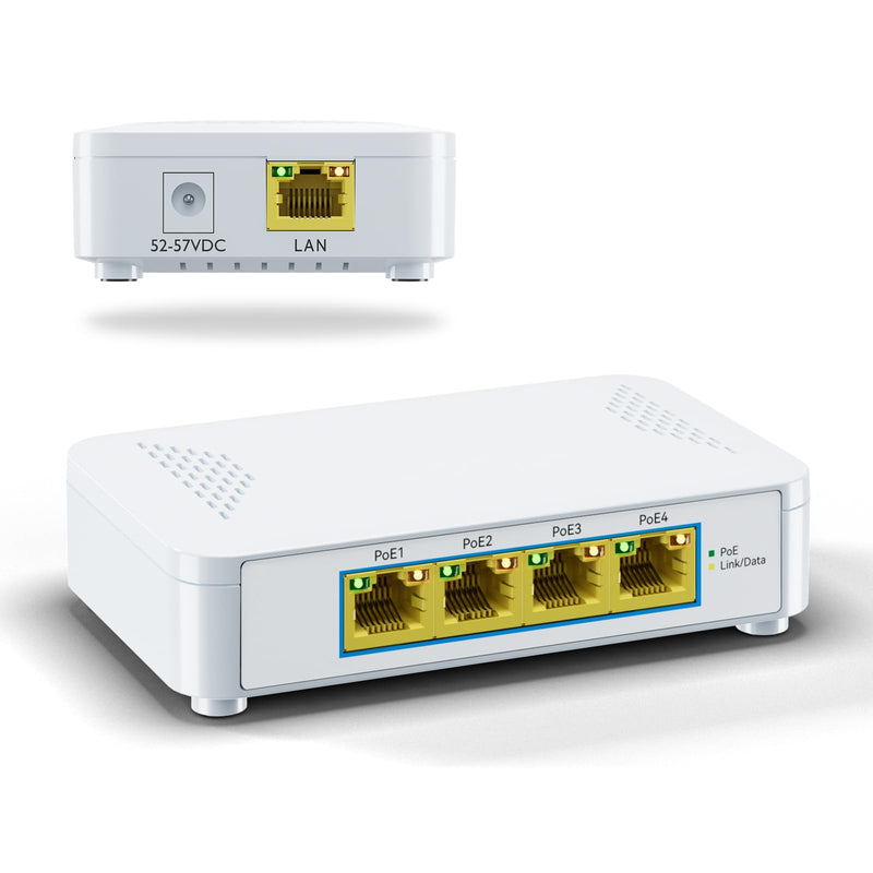 EN-S4P 5 Port Gigabit PoE Switch - 4 PoE+ Ports, 60W Total, Plug and Play, Small Desktop Switch for Camera/Access Point/IP Phones