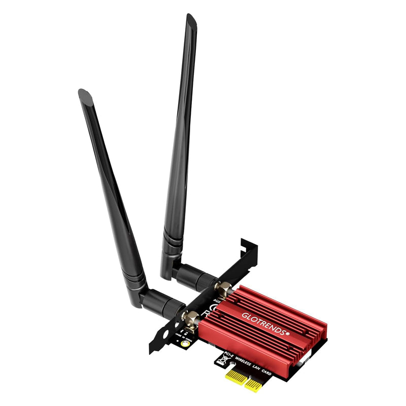 GLOTRENDS AX5400 WiFi 6E PCIe Card with Low-Profile Bracket for Desktop PC, Intel AX210 Chip, 802.11ax, Bluetooth 5.3, Support Windows 11/10/Linux, Not Support Mac OS/Windows 7/XP