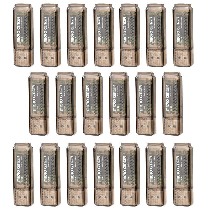 INLAND Micro Center Super Speed 20 Pack 32GB USB 3.0 Flash Drive Memory Stick Thumb Drive Data Storage Jump Drive Bulk, Much Faster Than USB2.0 Flash Drive, Brown Grey - 32GB x20