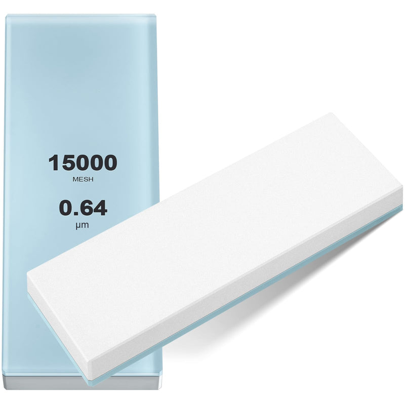 WILLBOND 15000# Glass Sharpening Stone 2 3/4" W x 8 3/4" L Whetstone Grit Single Side 0.2" Thick Wet Honing Knife Sharpener Oilstone 15000#