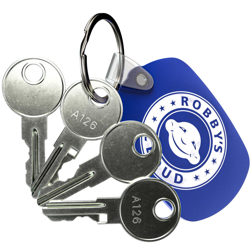 Liftmaster Access Door Replacement Key - K80-50295 Liftmaster Key for Commercial Gate Operator - Also Known as: Q118 with Robby's Cloud Keychain (4 Pack) K80-50295 Key 4-Pack