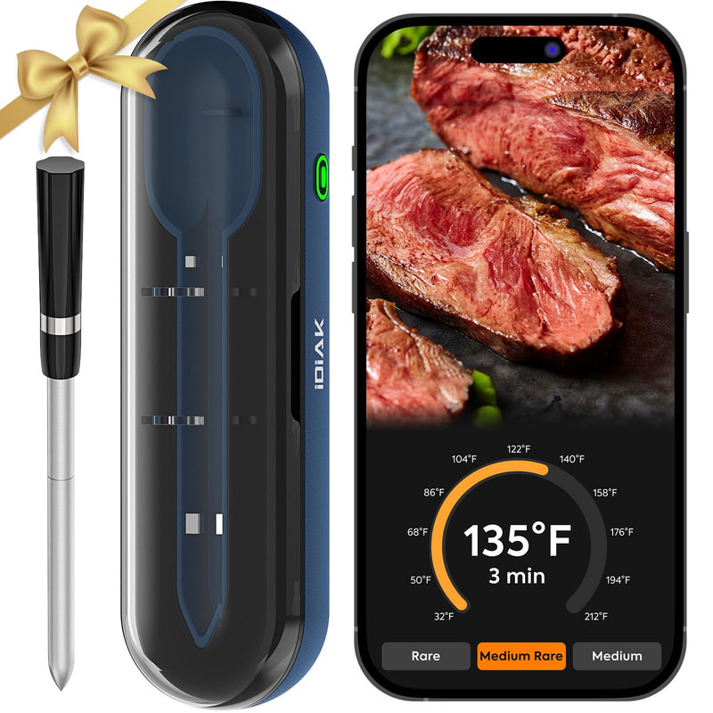 Wireless Meat Thermometer for Grilling and Smoking, CP10 New Gen 500FT Meat Probe Thermometers, Dual Sensor, Dual Alarm, Smart Food Thermometer Probe for BBQ, Oven, Grill, Smoker, Sous Vide Black