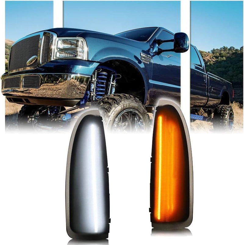 2 PCS LED Side Mirror Marker Lights for Ford 2003-2007 F250 F350 F450 F550 F650 Super Duty / 2000-2005 Excursion, LED Sequential Side Mirror Turn Signal Lamp Assembly - Switchback