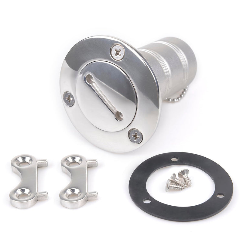 Boat Gas/Fuel/Diesel/Water/Waste Deck Fill/Filler Tank Key/Keyless Cap Marine Mirror-Polished 316 Stainless Steel Hardware for Boat Yacht Caravan 1-1/2"(38mm) /2"(50mm) 38mm With Key cap deck filler