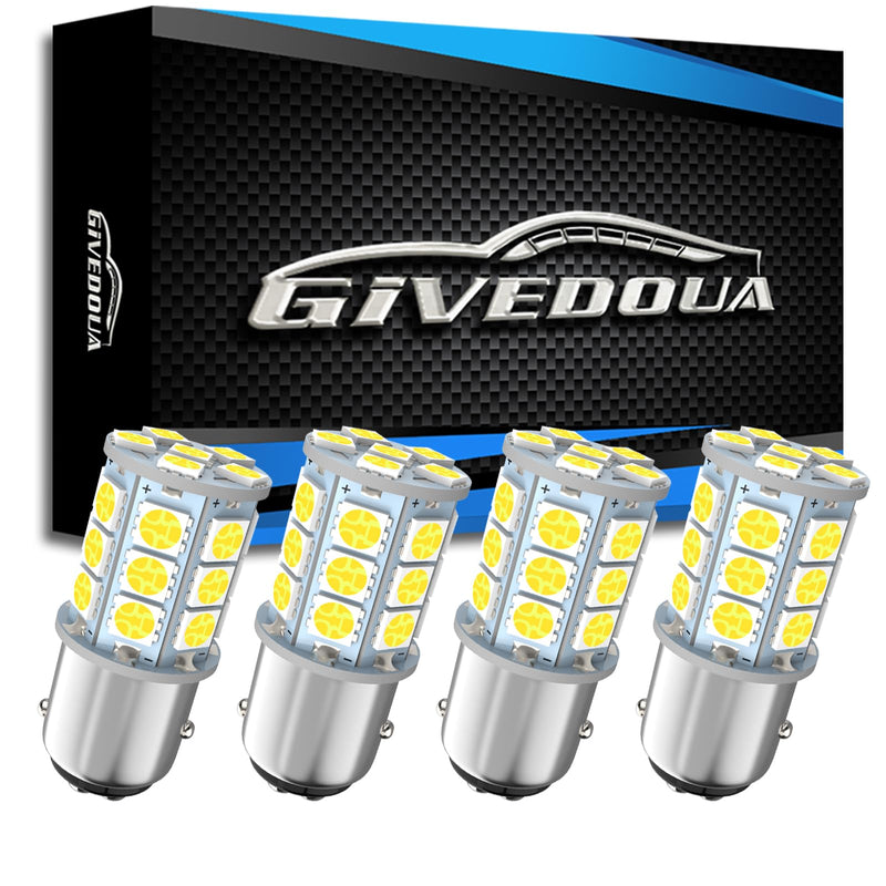 GIVEDOUA 1157 Led Bulb BAY15D 7528 2057 2357 Led Bulb for Brake Lights, Backup Reverse Lights,Tail Lights, Super Bright 5050 27-SMD 12V White (4pcs) 4