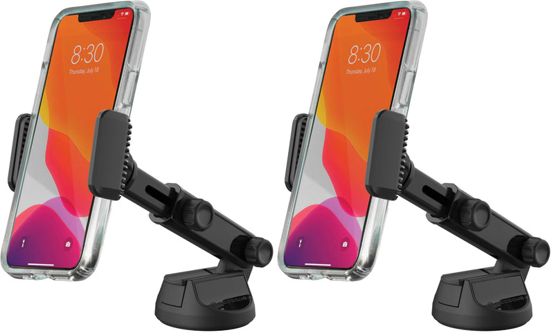 Scosche UH4WDEX2-SP Extendo Mount Car Phone Holder Windshield/Dashboard | StickGrip Base | Telescoping Adjustable Arm | Black (Pack of 2)
