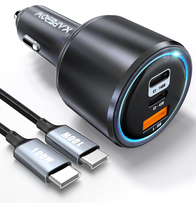 Kapebow USB C Car Charger-215W 3 Port Superfast Charging Car Charger Adapter for MacBook Pro/Air, Laptop, iPad, iPhone 14/13/12/11,Samsung Galaxy S23/22, Pixel