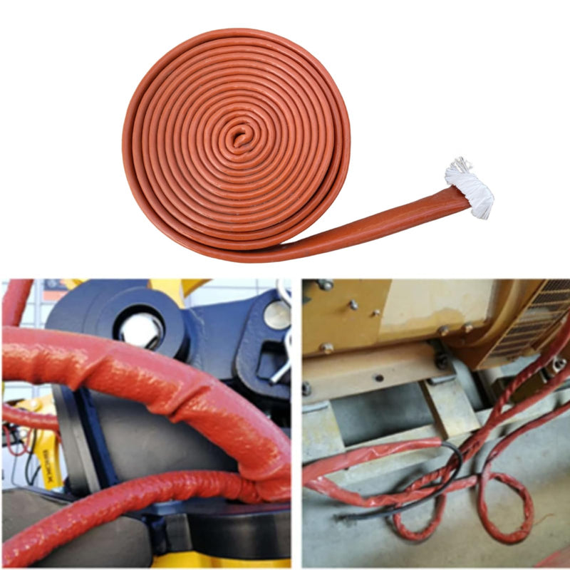 Heat Shield Fire Sleeve 1.25"(32mm) ID x 5FT Silicone Coated Fiberglass Heat Wrap Fire Thermo Armor for Automotive Hose Lines Wires & Electrical Wiring Red 1.25'' ID, 5 feet