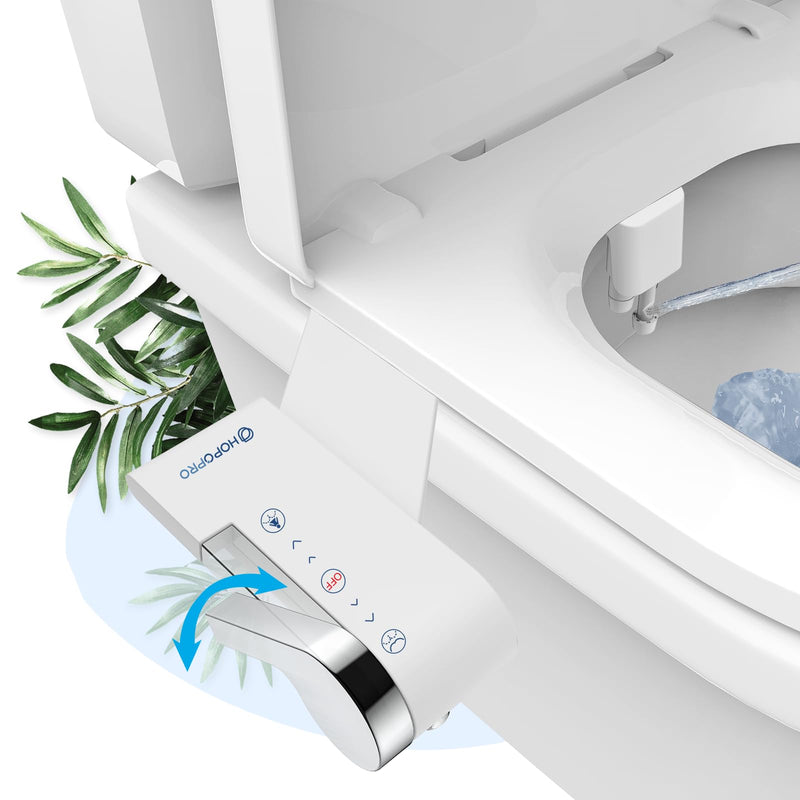 HOPOPRO Bidet Attachment for Toilet, Non-Electric Bidet Ultra-Slim Dual Nozzle (Feminine/Rear Wash), Cold Water Bidets Sprayer for Existing Toilets with Adjustable Pressure Control 1-Min Install 2 Modes White