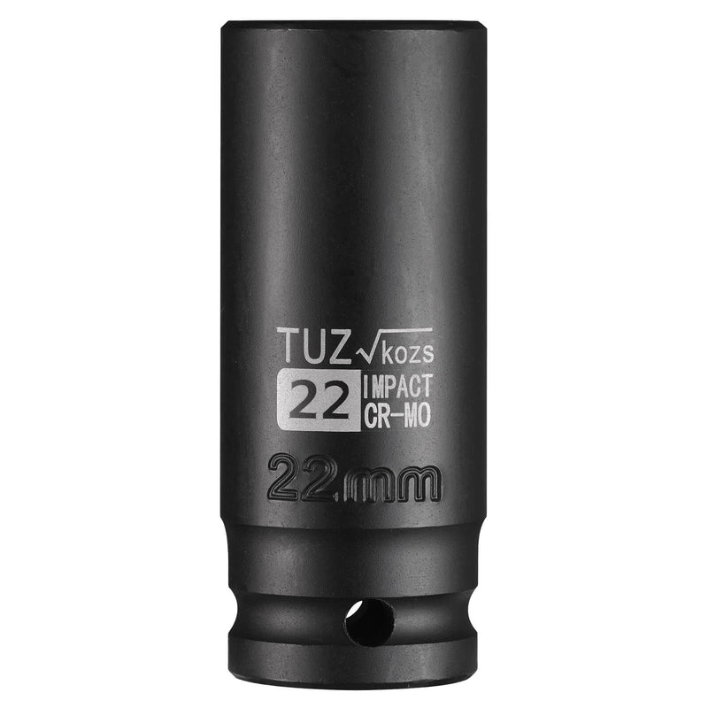 1/2-Inch Drive 22mm Deep Impact Socket with 6-Point Design, Heat-Treated Chrome Molybdenum Alloy Steel, Metric, Hex Deep Socket 1/2” Drive 22mm Deep 1/2” Drive Deep Socket