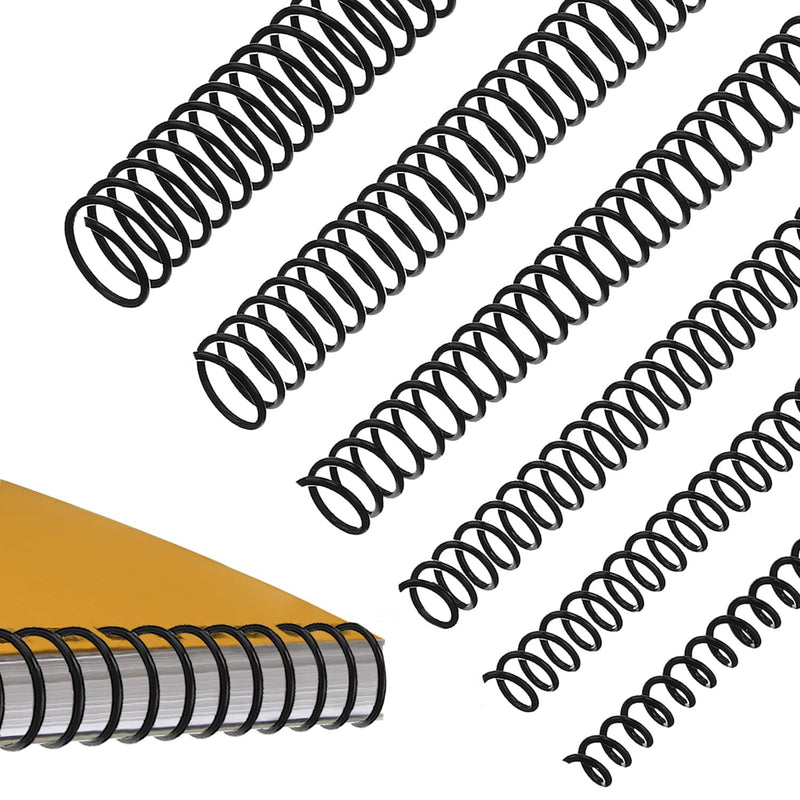 GEMLORD 120 Packs Spiral Binding Coils Plastic Binder Binding Spirals Rings Multi Size Spiral Binding Wire Combs Spines Coils, 4:1 Pitch,1/4 5/16 3/8 1/2 5/8 3/4 Inch (Black)