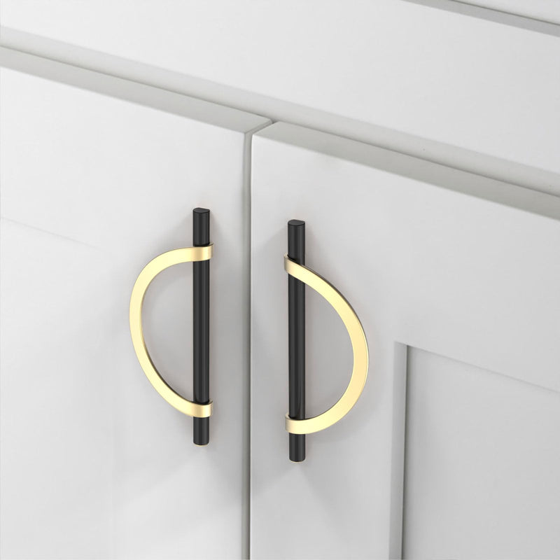 10 Pack Black Brushed Gold Cabinet Pulls 3-3/4 Inch(96MM) Hole Centers Kitchen Cabinet Handles Hardware Kitchen Handles for Cabinets Cupboard Handles Drawer Pulls 3-3/4" Hole Center 10 Pack Black & Gold