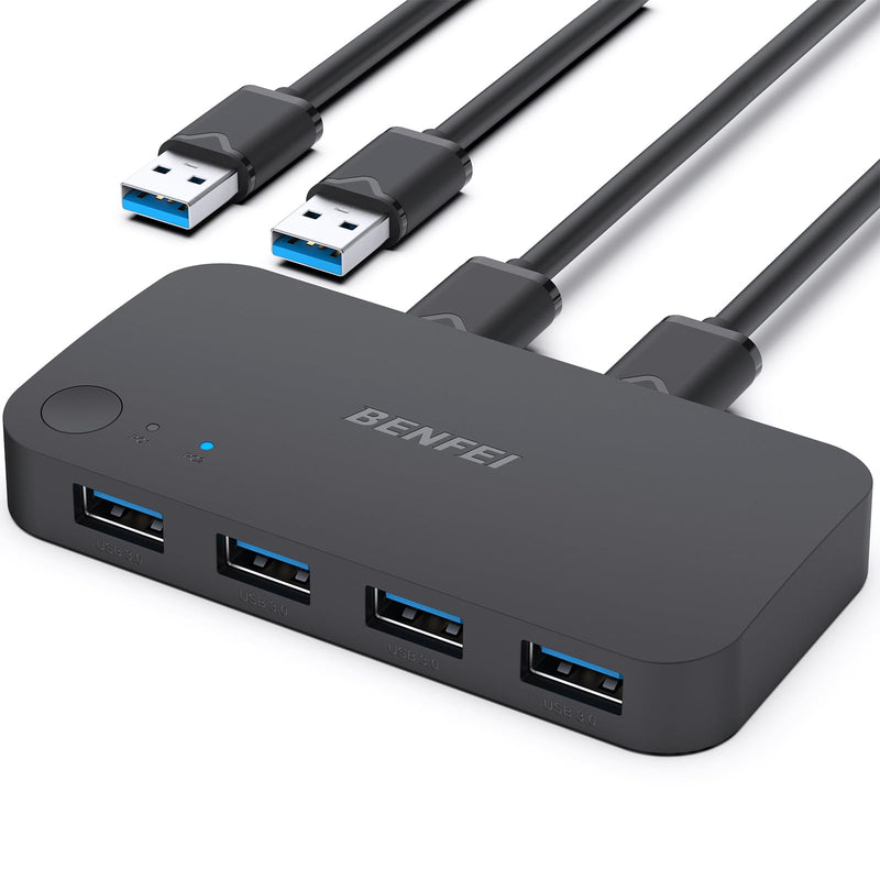USB 3.0 Switch, USB Switch 2 Computers Share 4 USB for PC, Mouse, Keyboard, Printer, Scanner, USB KVM Switch Selector Compatible with Windows, Mac, Linux