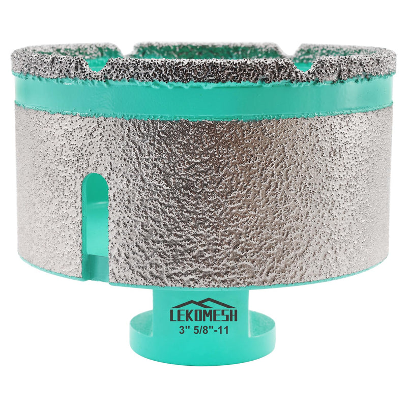 Diamond Core Drill Bits Milling Bits- 3 Inch with 5/8"-11 Thread Tile Hole Saw Cutter Dry Drilling Grinding for Porcelain Ceramic Tile Granite Marble Stone 75mm 3"(75mm)