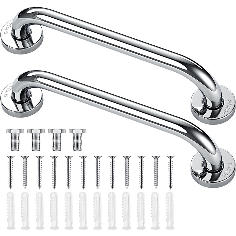 Blulu 2 Set Shower Grab Bar Stainless Steel Bathroom Grab Bar Handle Anti Slip Heavy Duty Bathtub Handle Support Balance Hand Rails for Bathroom Elderly Handicap Senior Pregnant (24 Inch) 24 Inch