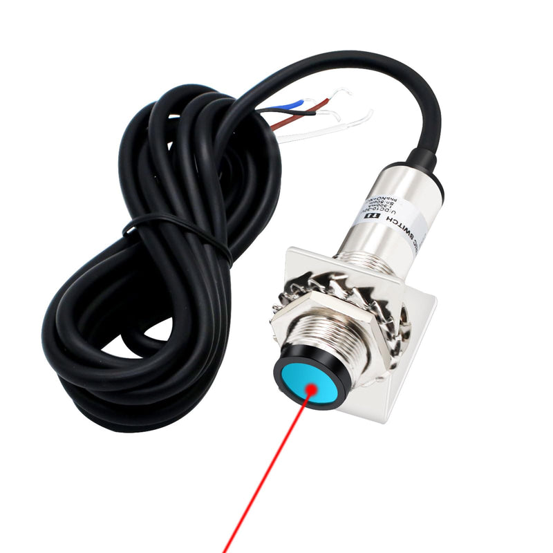 Sensor Laser photoelectric Switch NPN NO + NC Input(10-30VDC), 4 Wires; Detection Distance 8-50cm; HG18-D50N3, 12V; 24V Normally Open and Normally Closed Photoelectric Beam Sensor (NPN, NO+NC)