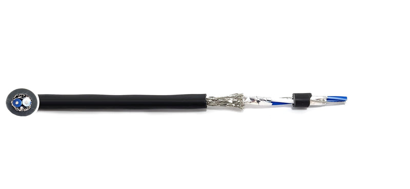 24AWG 1Pr RS-485 Shielded Cable - Equal to Belden 9841, Str TC, PE Ins, OS+Drain+TC BRD, PVC JKT, 120 ohm for Low Voltage Analog Signals/Digital Control (Chrome 50FT) 24AWG 1Pr