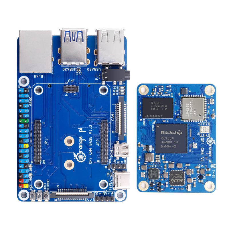 Orange Pi Compute Module 4 Kit 4GB+32GB, Rockchip RK3566 Quad-Core 64-Bit with Base Board,Orange Pi CM4 4GB RAM 32GB eMMC Flash,Support 2.4/5.0GHz Wi-Fi & Bluetooth 5.0 (CM44G32G+Base Board) CM44G32G+Base Board