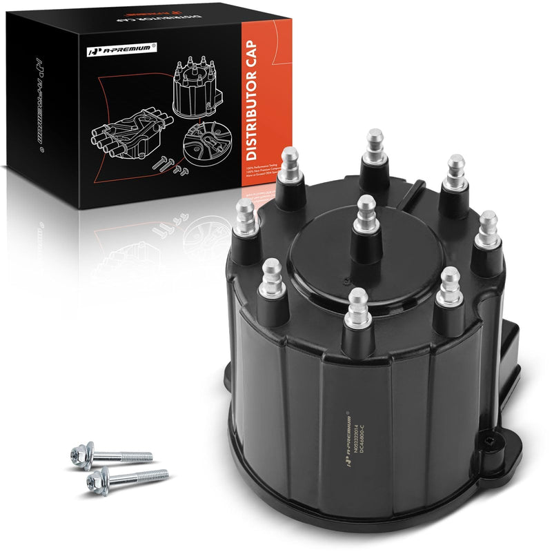 A-Premium Ignition Distributor Cap Compatible with GMC, Chevy & Cadillac Vehicles - V8 Engine - C/K Pickup, Express, Suburban 1500 2500 3500, Yukou, Brougham, Firebird, Blazer - 1987-1995