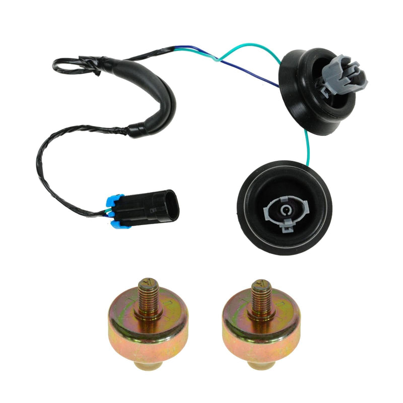 TRQ Knock Sensor with Harness Pair Kit Set for Chevy GMC Silverado Sierra Cadillac ESA12267