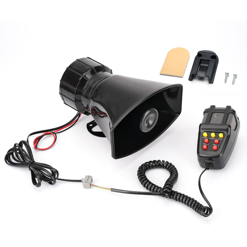 Car Siren Horn 7 Tone with Microphone ,Alarm Horn Siren 12V 100W Emergency Amplifier with Mic PA Speaker System Loud Car Alarm Police Ambulance Fire Hooter Traffic Sound Siren Horn with Mic