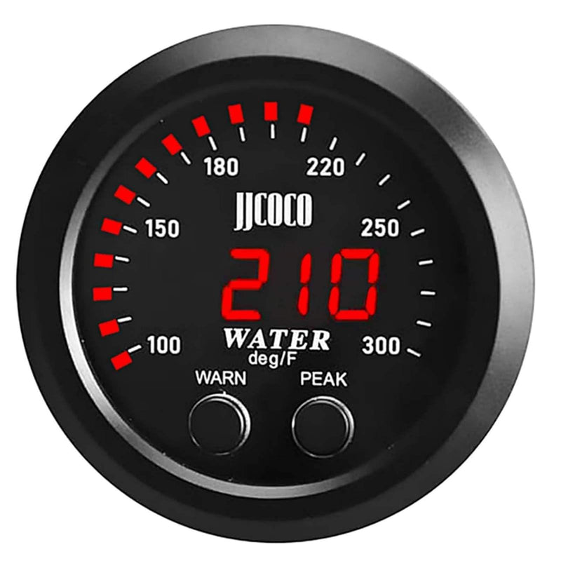 Universal 52mm Water Temperature Gauge with Alarm and 1/8 NPT Sensor Car Digital Meter Red Display Temp 100-300F(38-150C) Red Water Temperature Gauge