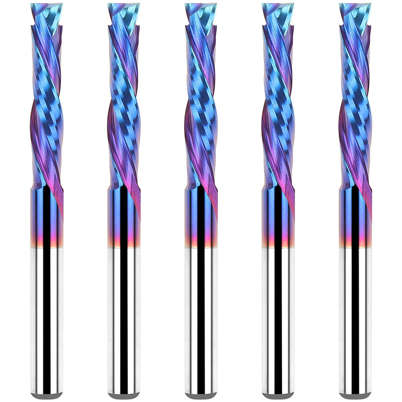 EANOSIC 5PCS Carbide Compression Router Bit Up&Down End Mills 1/8 inch Shank with 1/8 inch Cutter for CNC Mill Machine Wookwork 3D Profile Detail Engraver Carving Compression Spiral Bit