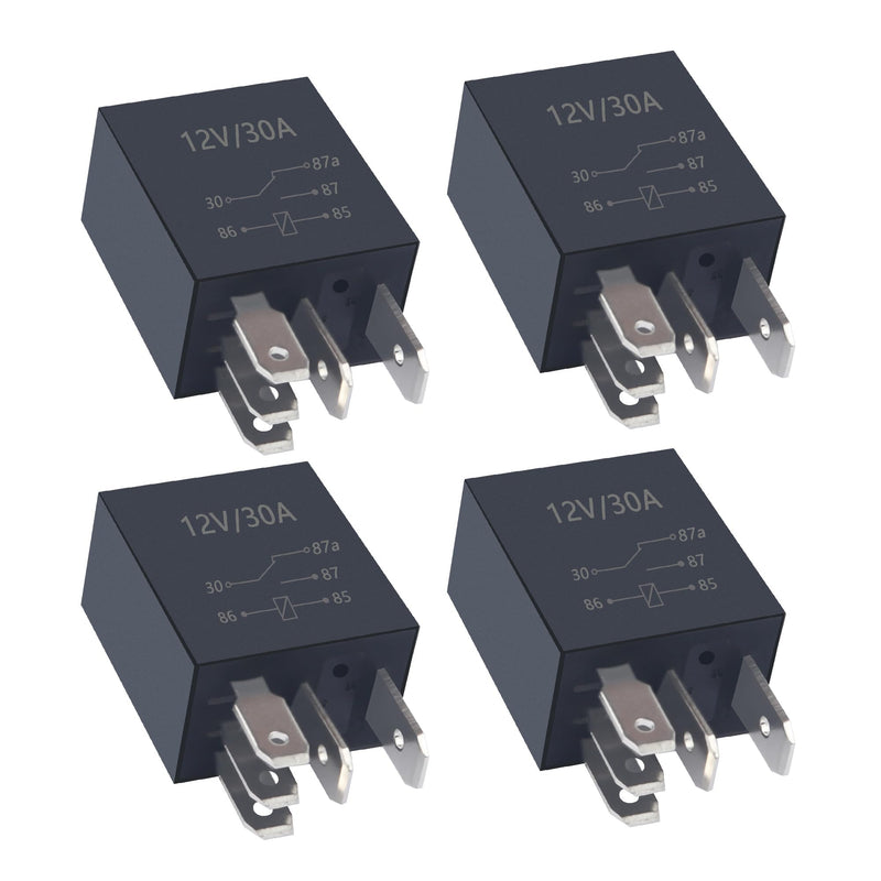 4PCs 5 Pin 30A 12V Heavy Duty Multi-Purpose Fuel Pump Relay - Universal Automotive Relay with Waterproof Design for Most Truck SUV Car Accessories (5 Pin/4PCs) 5 Pin/4PCS