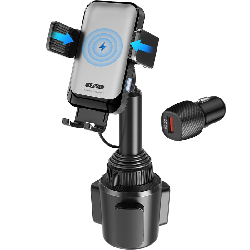 Auto-Clamping 15W Wireless Car Charger Cup Holder Mount | Auto-Clamping 15w Wireless Car Charger Cup Holder Mount for iPhone, Samsung Galaxy And Google Pixel Smartphones
