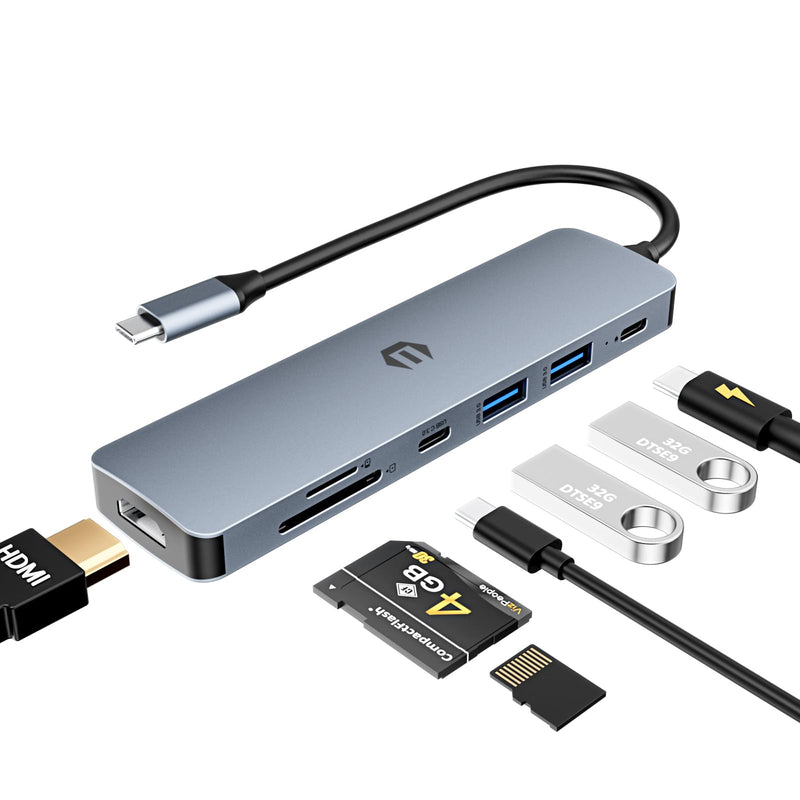 Tiergrade USB C Hub Multiport Adapter, 7-in-1 USB C Docking Station with HDMI, 100W PD Charging Port, 2 USB 3.0, USB C 3.0, SD/Micro SD Card Reader